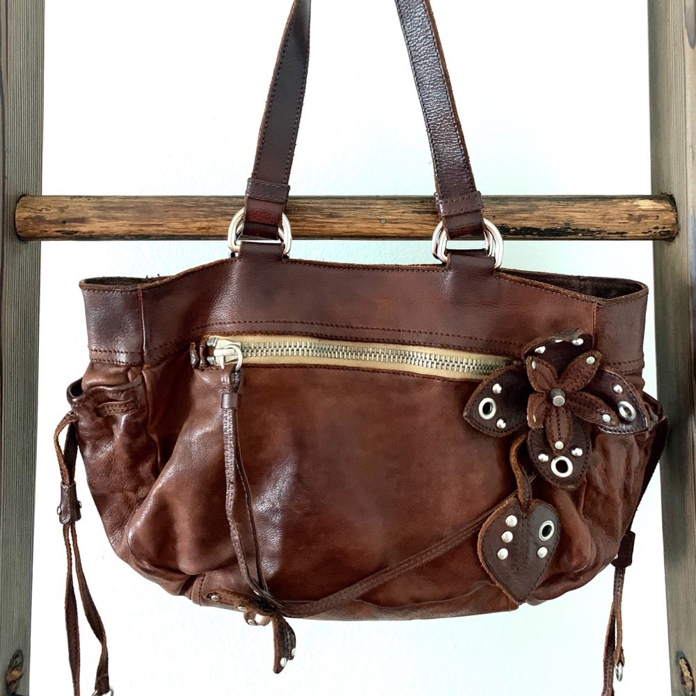 Miu Miu natural leather bag purse flower appliqué